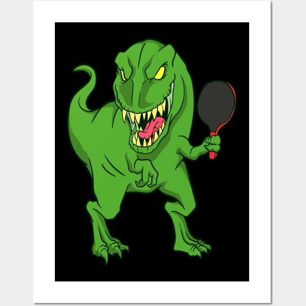 Cartoon dinosaur playing table tennis Wall Art by Modern Medieval Design